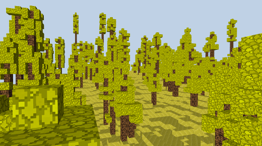 Скриншот voxel-forest созданного с помощью Voxel.js.